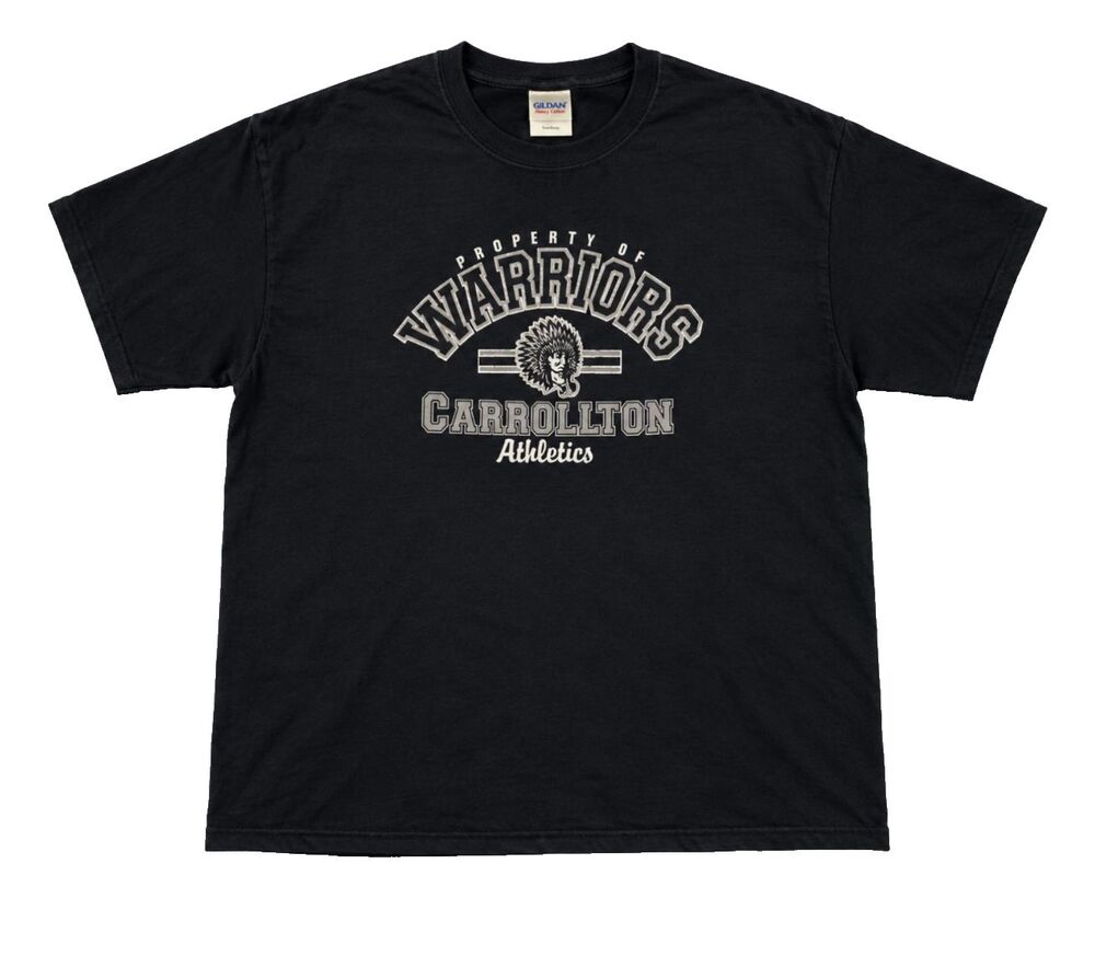 Carrollton Warriors 2XL Black Graphic T Shirt Gildan Heavy Cotton Sport Football